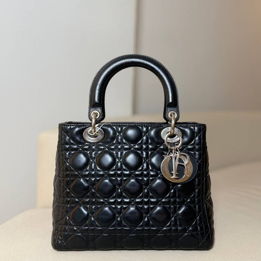 Lady Dior Medium in Black Cannage Lambskin SHW