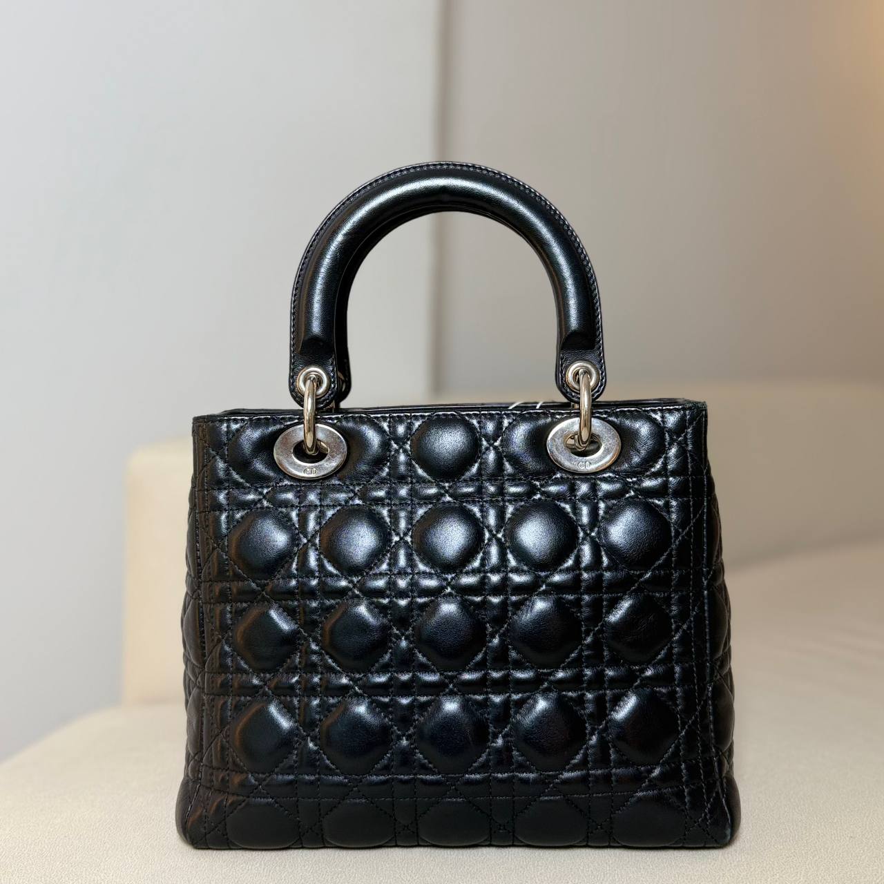 Lady Dior Medium in Black Cannage Lambskin SHW