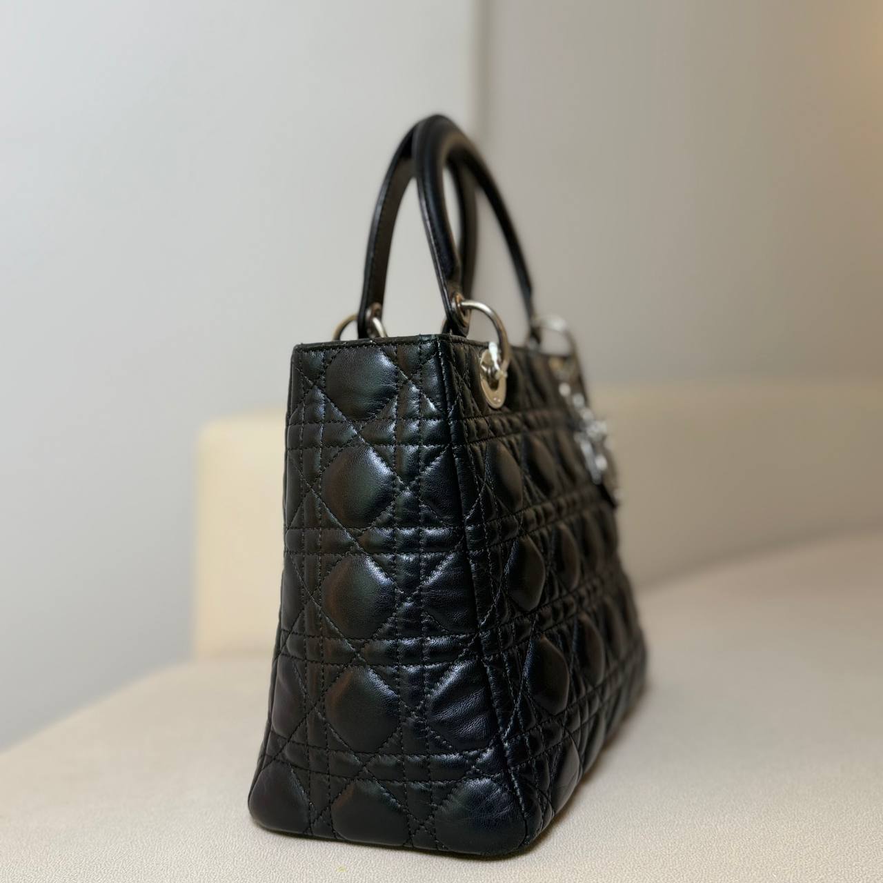 Lady Dior Medium in Black Cannage Lambskin SHW