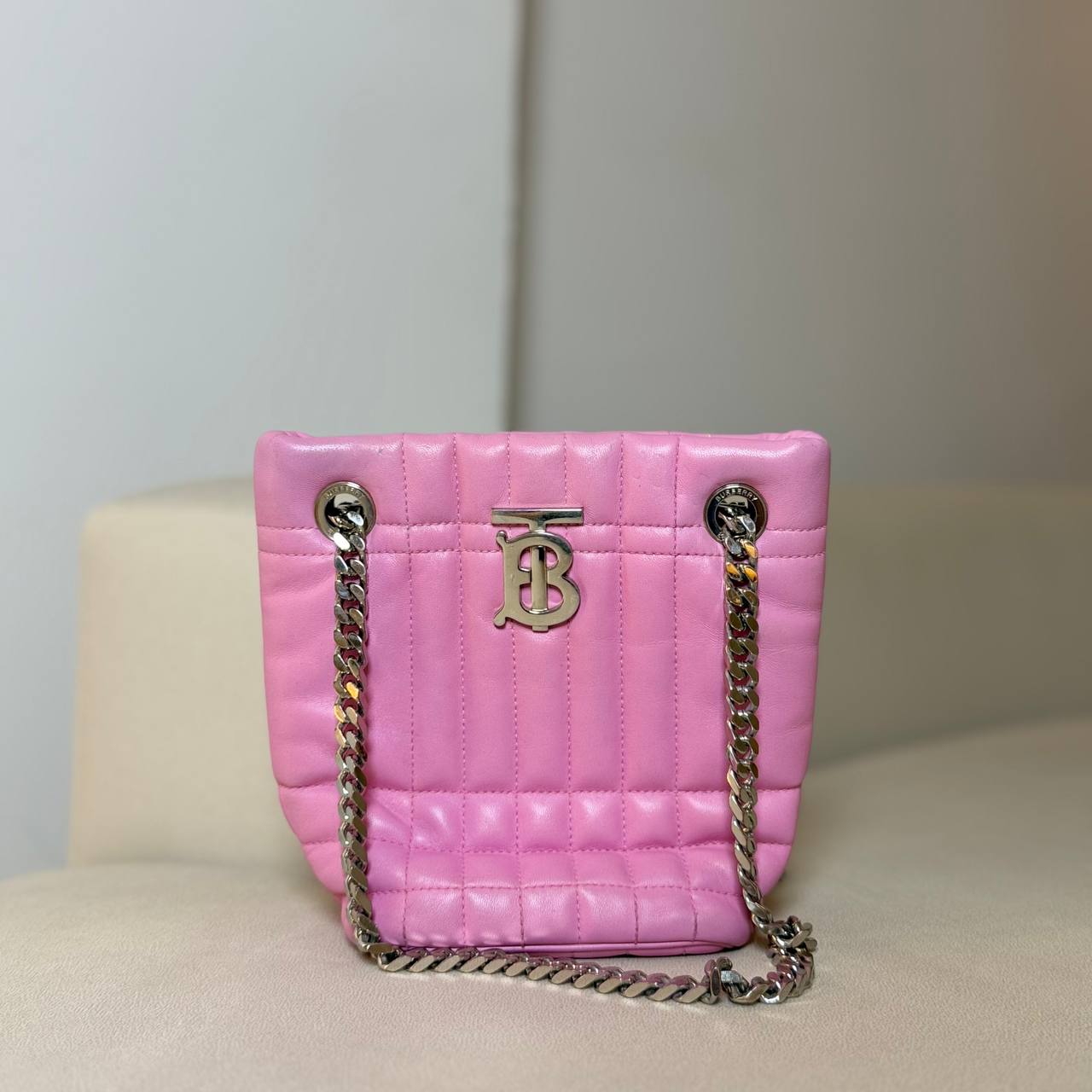 Burberry Lola Mini Quilted Leather Bucket Bag