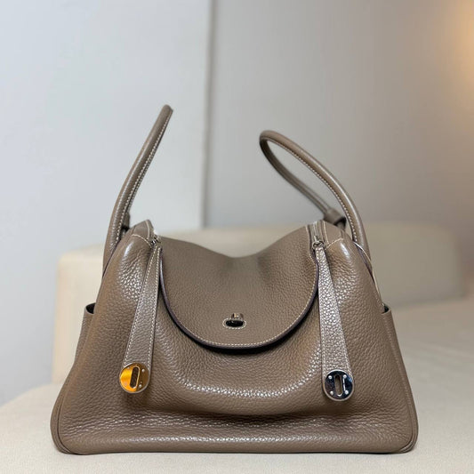 Hermès Lindy 35 Etoupe Clemence Leather