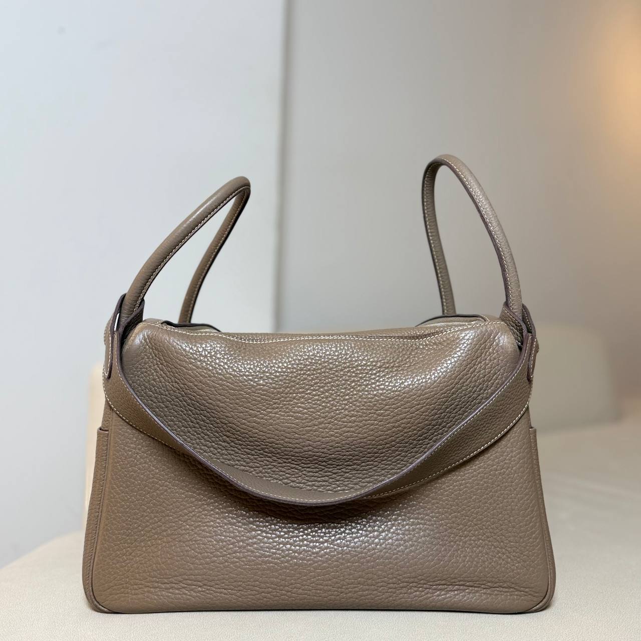 Hermès Lindy 35 Etoupe Clemence Leather