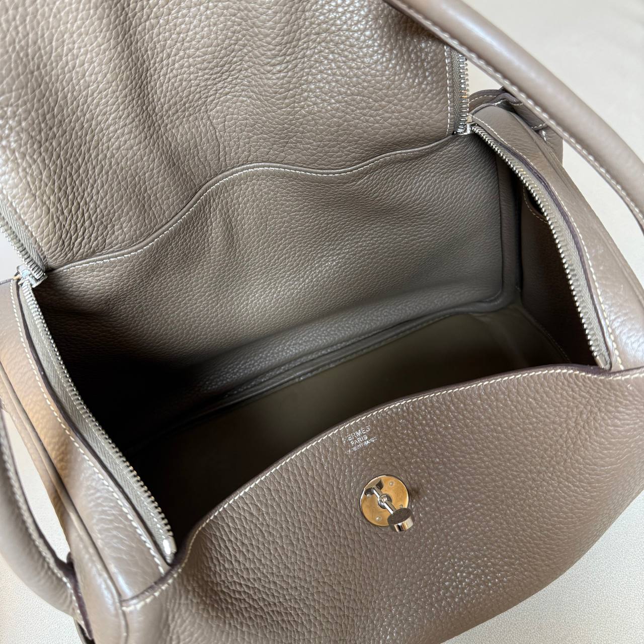 Hermès Lindy 35 Etoupe Clemence Leather