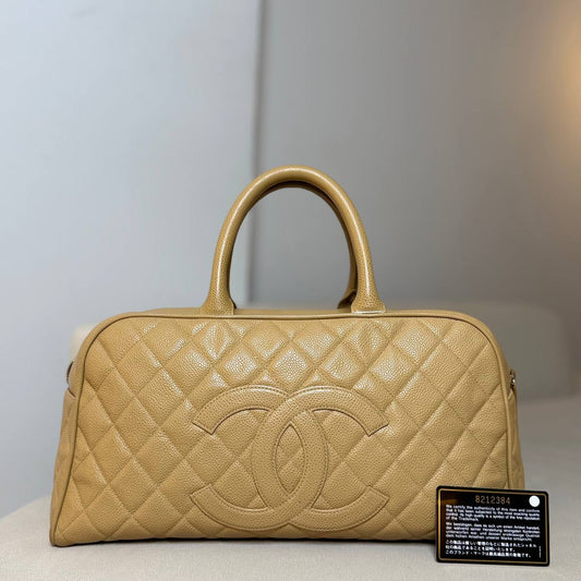 Chanel Boston Bag Beige Caviar