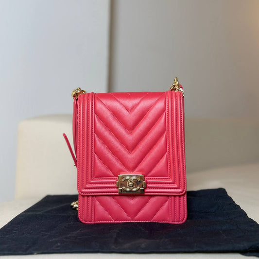 Chanel Chevron North South Boy Flap Bag