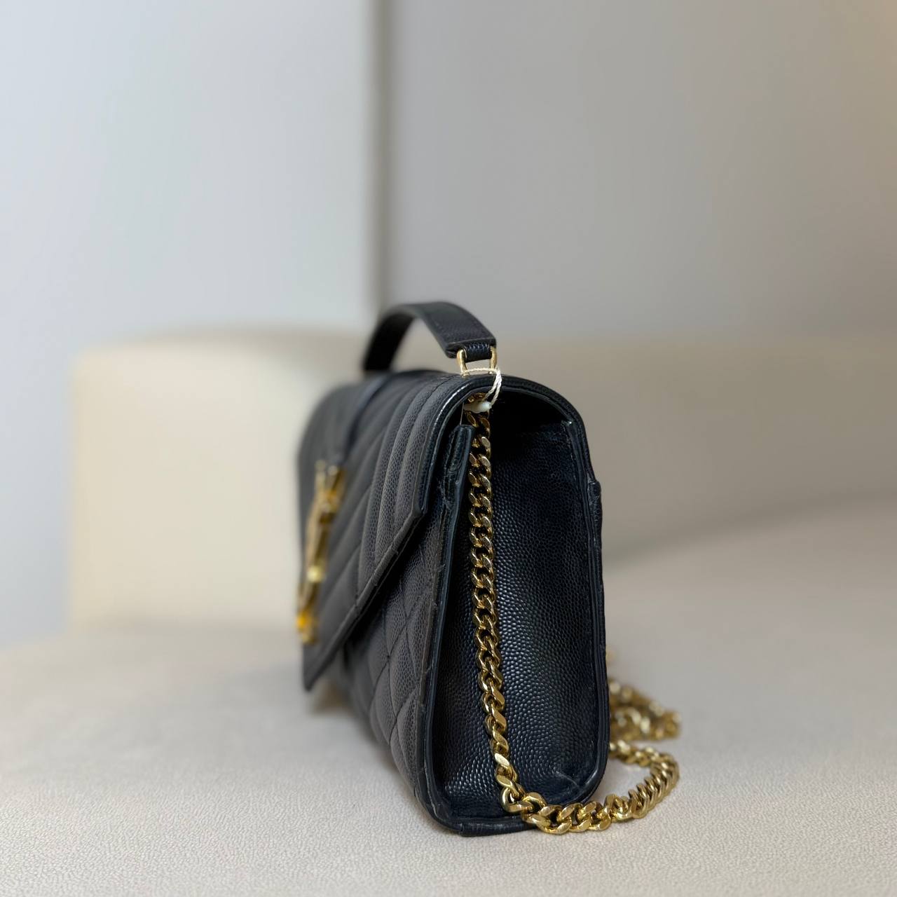 Saint Laurent Envelope Small in Quilted Grain De Poudre Embossed Leather
