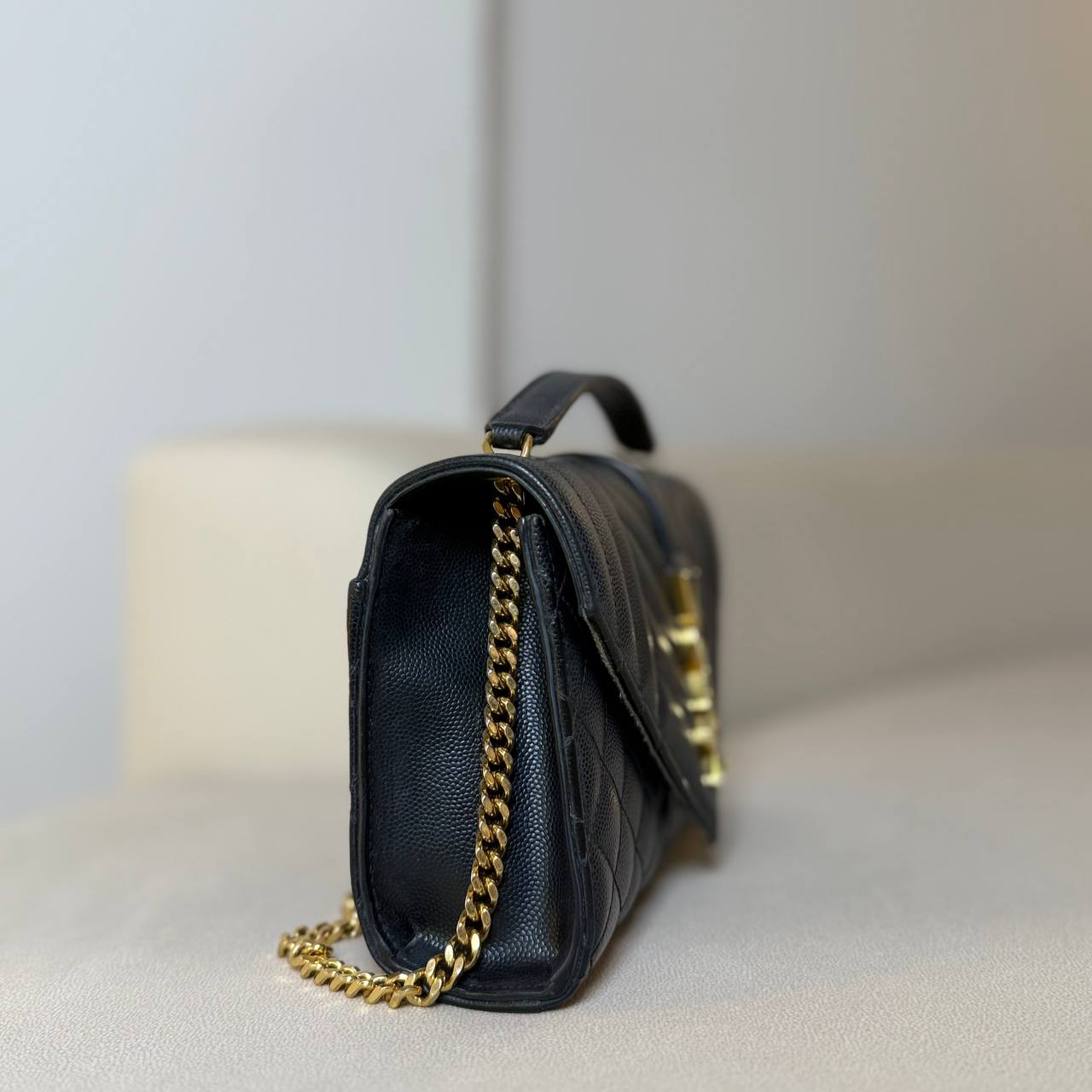 Saint Laurent Envelope Small in Quilted Grain De Poudre Embossed Leather