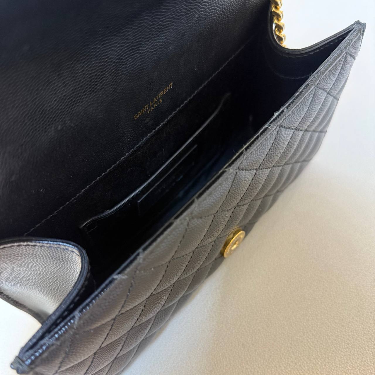 Saint Laurent Envelope Small in Quilted Grain De Poudre Embossed Leather