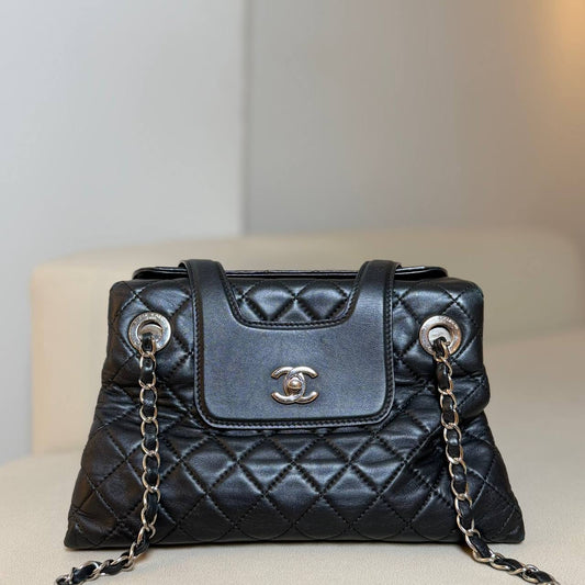Chanel Black CC Accordion Shopping Tote