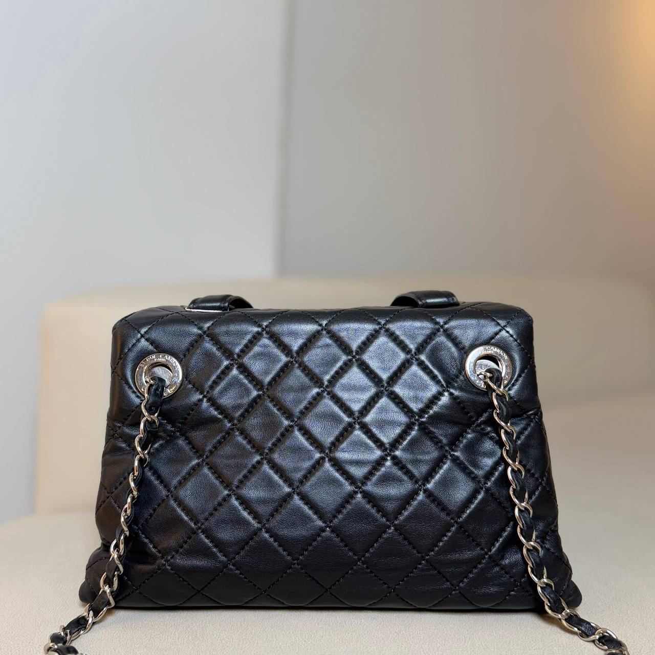Chanel Black CC Accordion Shopping Tote