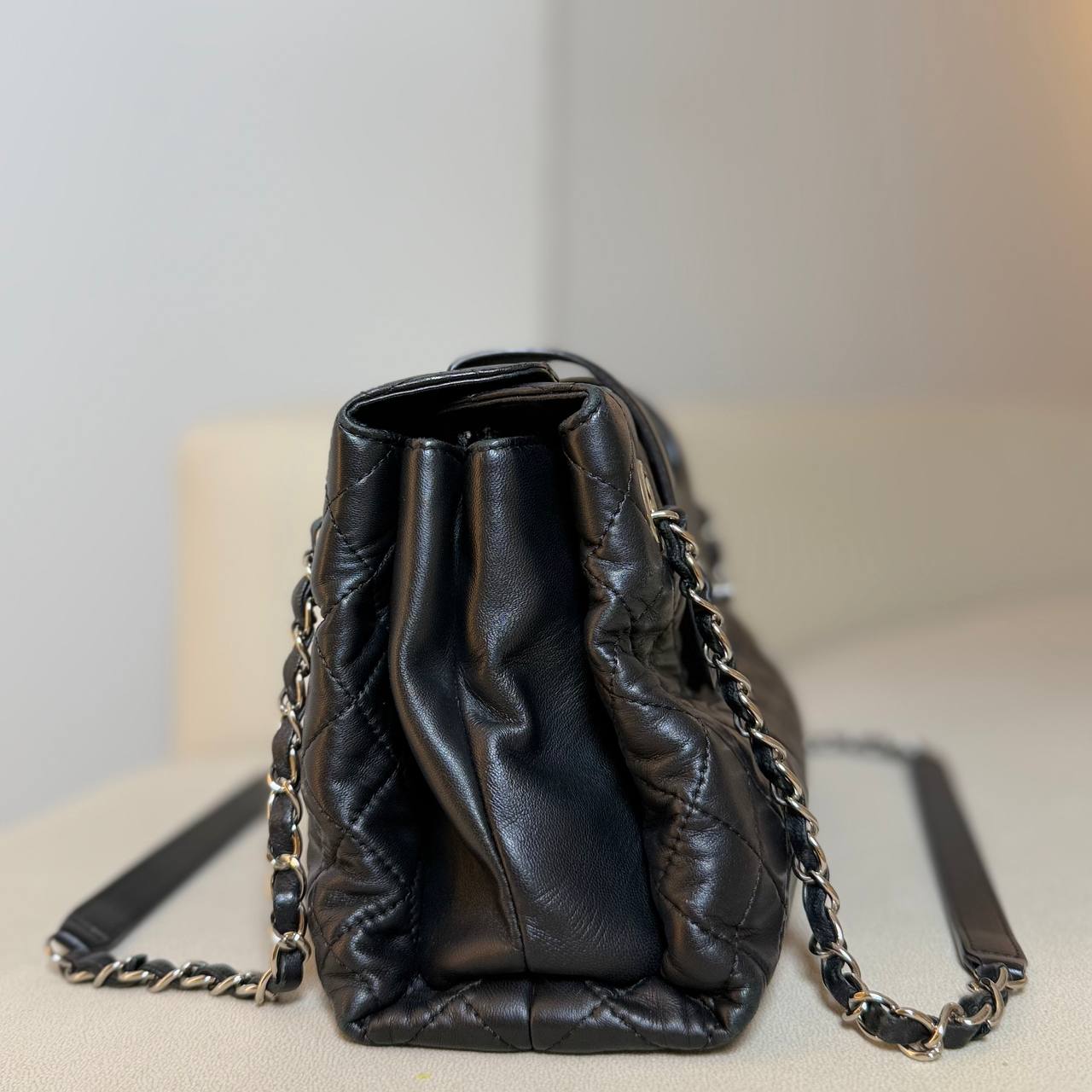 Chanel Black CC Accordion Shopping Tote